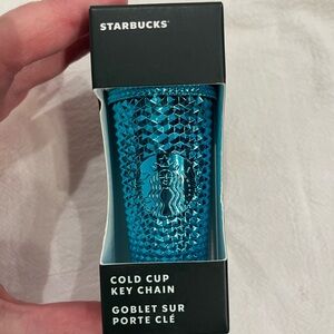 NWT Starbucks 2023 Studded Metallic BLUE Keychain Cold Cup Tumbler